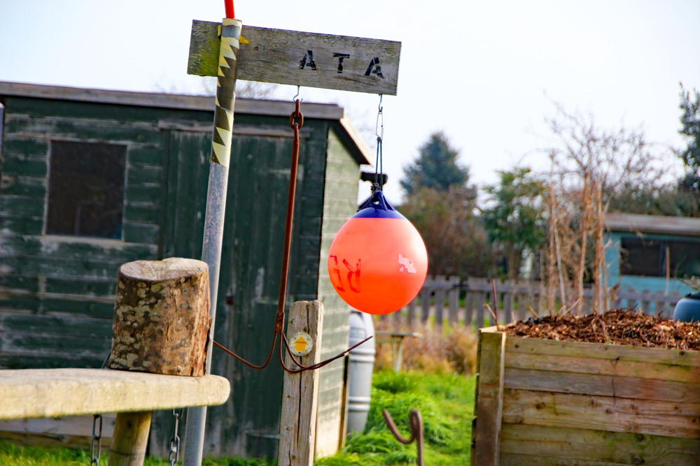 Allotment decorations at Eastney Lake, Portsmouth.