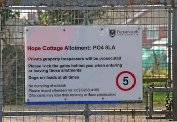 Security at Eastney and Milton allotments.